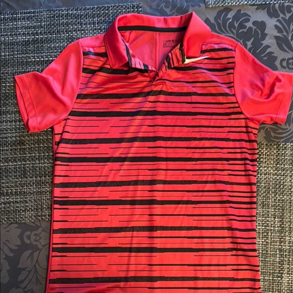 Nike Kids Red Striped Polo Shirt